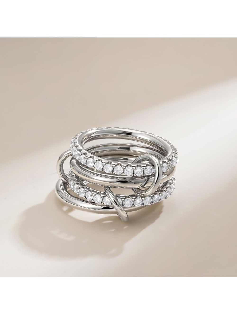 Multi-Row Crystal Stackable Ring - Picture 3 of 7